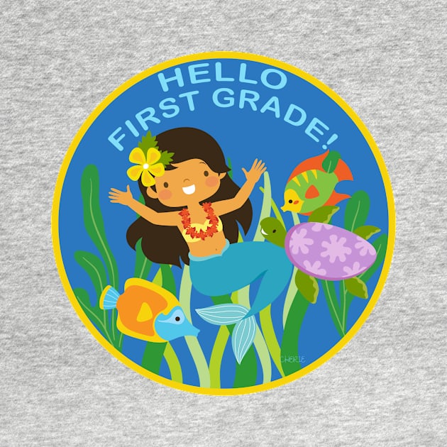 Hello First Grade! Underwater Friends School Mermaid Children by CheriesArt